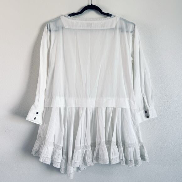 Free-est Free People La Bamba Mini Dress Tunic White Boho Top - Picture 3 of 14